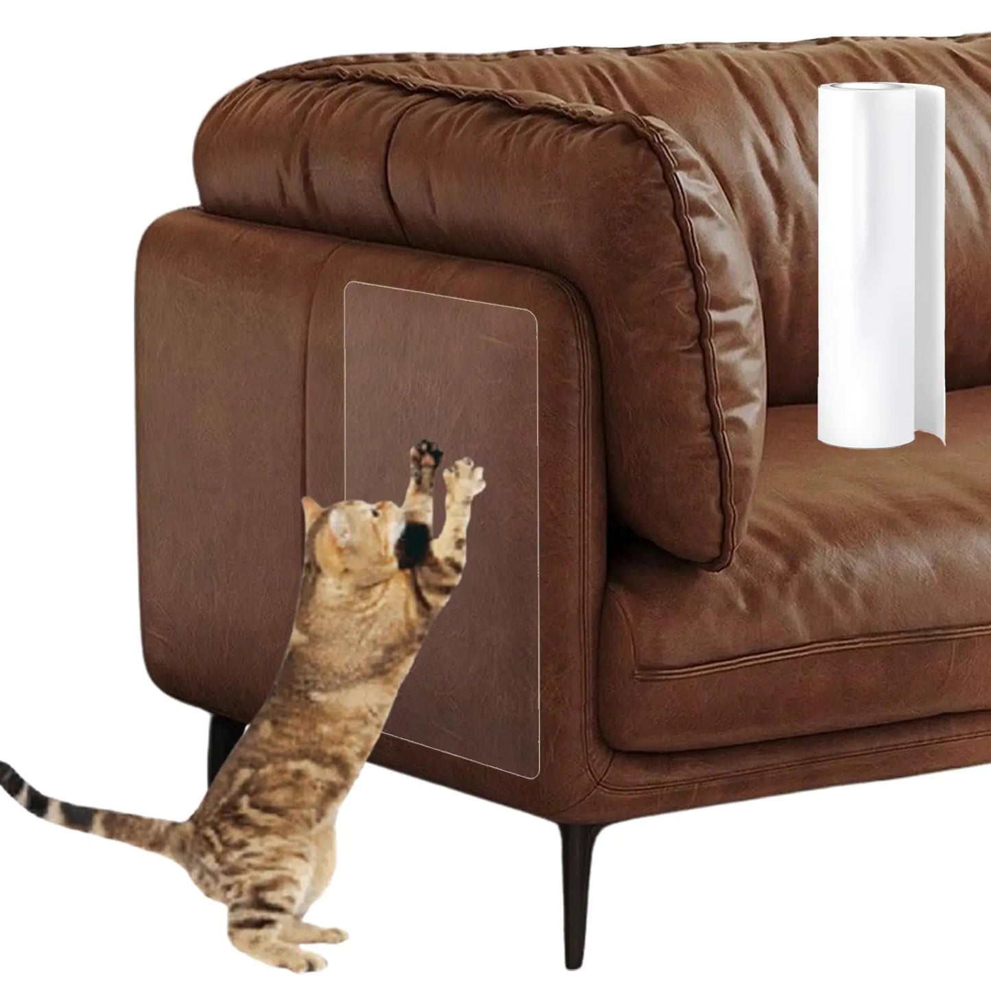 Cat Scratch Furniture Protector - Couch Protector from Cat Claws Anti-Scratch Leather Sofas Protection Easy to Remove & No Trace 7.9" x 196.8"