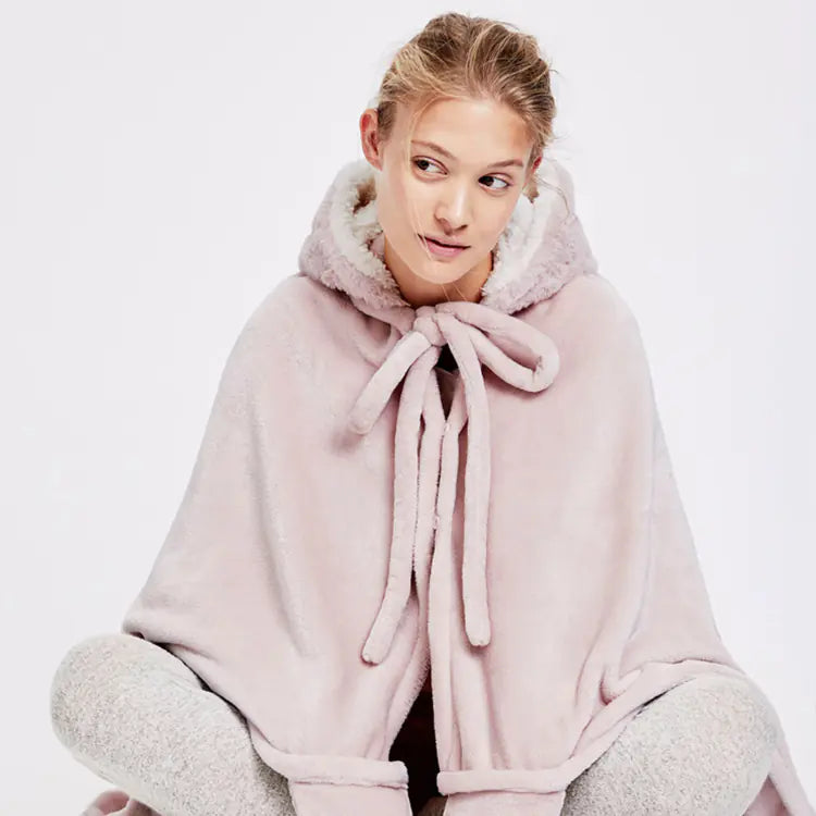 Cute Thick Rabbit Cape Shawl Blanket, Rabbit Fleece Blanket