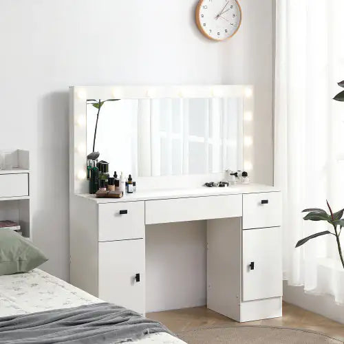 Dresser With Illuminated Mirror, 3 Colors, Lighting Mode, Brightness Adjustable, White