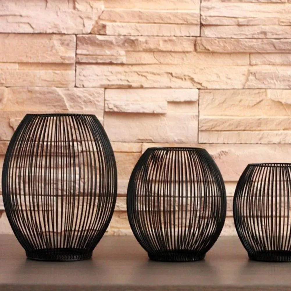 Mediterranean Iron Birdcage with LED Candle Decor