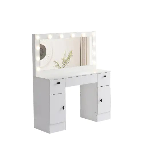 Dresser With Illuminated Mirror, 3 Colors, Lighting Mode, Brightness Adjustable, White