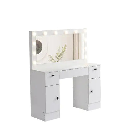 Dresser With Illuminated Mirror, 3 Colors, Lighting Mode, Brightness Adjustable, White