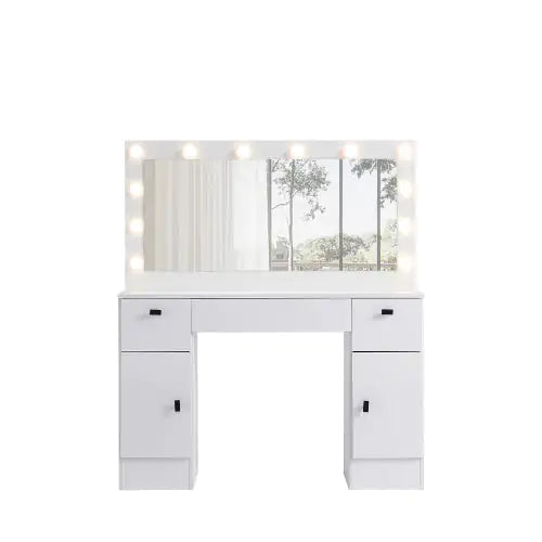 Dresser With Illuminated Mirror, 3 Colors, Lighting Mode, Brightness Adjustable, White
